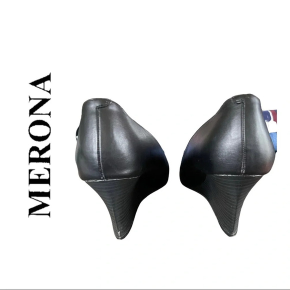 🛍️3/$40 Merona Open Toe Wedge Shoe Women’s Size 10 Black - Picture 4 of 5